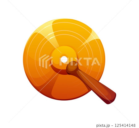 Cartoon musical font letter Q as a cymbal with wooden drumstick, music instrument typeface, entertainment type. English alphabet. Isolated vector percussive rhythmic musician abc typography character Cartoon musical font letter Q as a cymbal with wooden drumstick, music instrument typeface, entertainment type. English alphabet. Isolated vector percussive rhythmic musician abc typography character 125414148
