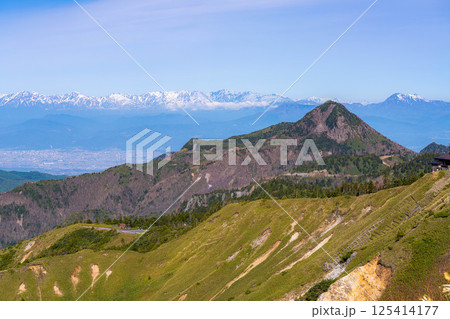【山岳素材】初夏の志賀高原から眺める善光寺平方面【長野県】 【山岳素材】初夏の志賀高原から眺める善光寺平方面【長野県】 125414177