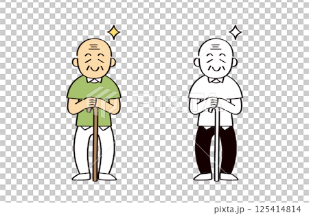 おじいちゃんのイラストセット 125414814