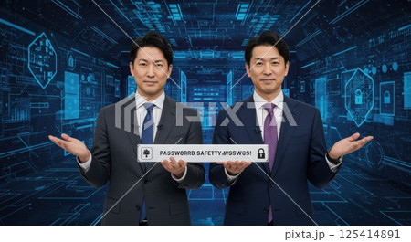 パスワードの安全対策を解説する日本人セキュリティ専門家（ai生成画像） 125414891