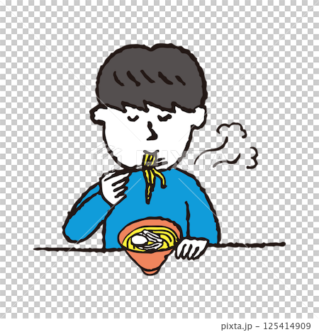 ラーメンを食べている男性 125414909