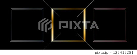 Metal thin square frame set. Shiny golden and silver foil border collection. Gold glowing geometric boarder bundle in art deco style. Rectangular element pack for photo, cadre, card, emblem. Vector Metal thin square frame set. Shiny golden and silver foil border collection. Gold glowing geometric boarder bundle in art deco style. Rectangular element pack for photo, cadre, card, emblem. Vector 125415281