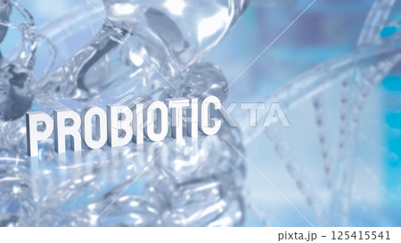 The Probiotic text on sci background for health concept 3d Rendering. The Probiotic text on sci background for health concept 3d Rendering. 125415541