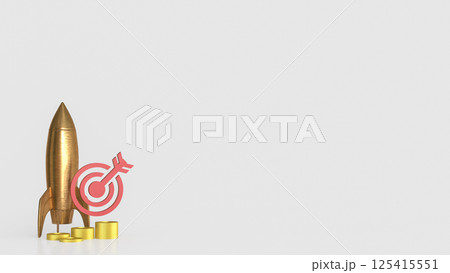 The Copper rocket and target for Business concept 3d Rendering. 125415551