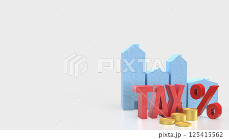 The Red tax and coins for business concept 3d rendering. The Red tax and coins for business concept 3d rendering. 125415562