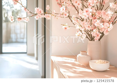 white flowers blooming on a window 125415578