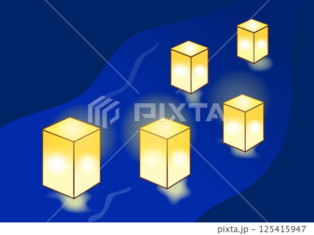 灯篭流しのイラスト 125415947