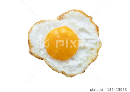 Top view of fried egg isolated on white background Top view of fried egg isolated on white background 125415958