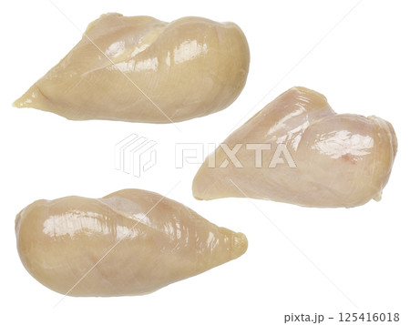 Set of Raw Chicken Breast Without Skin Isolated On White Background 125416018