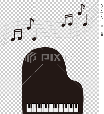 グランドピアノと音符の可愛いイラスト素材 グランドピアノと音符の可愛いイラスト素材 125416092
