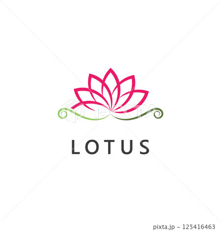 abstract flower lotus logo. luxury spa beauty design template 125416463