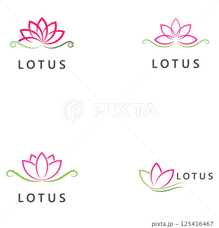 abstract flower lotus logo. luxury spa beauty design template 125416467