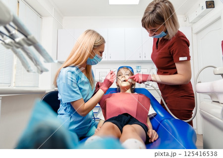 child Dental treatment, Teeth healthcare, Professional stomatology kid, dental clinic, highlighting good dental care, child patient 125416538