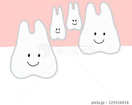 上の歯の間:埋没歯・過剰歯のあるイラスト:歯のキャラクター・主線あり 上の歯の間:埋没歯・過剰歯のあるイラスト:歯のキャラクター・主線あり 125416816