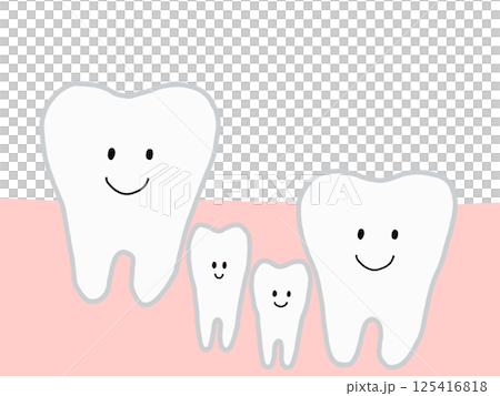歯の間:埋没歯・過剰歯のあるイラスト:歯のキャラクター・主線あり 歯の間:埋没歯・過剰歯のあるイラスト:歯のキャラクター・主線あり 125416818