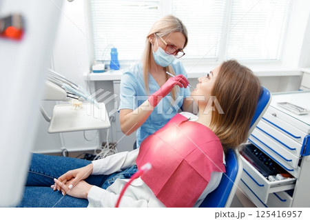 dentist patient, professional stomatology, dental consultation, examination patient, hospital office, dental health 125416957