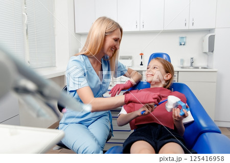 child Dental treatment, Teeth healthcare, Professional stomatology kid, dental clinic, highlighting good dental care, child patient 125416958
