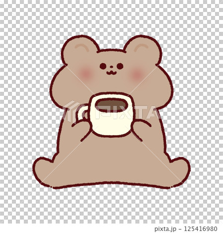 コーヒーを持っているかわいいクマ コーヒーを持っているかわいいクマ 125416980