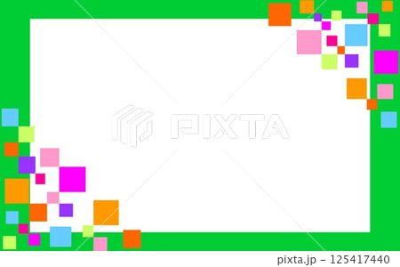 フレーム　幾何学模様　四角形　ホワイトスペース　グリーン 125417440