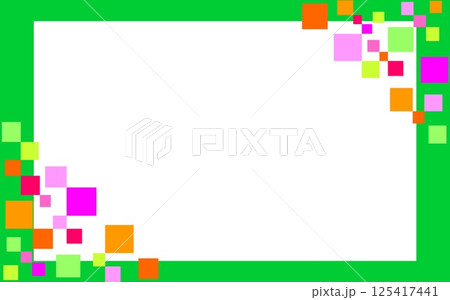 フレーム　幾何学模様　四角形　ホワイトスペース　グリーン 125417441