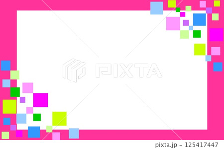 フレーム　幾何学模様　四角形　ホワイトスペース　ピンク 125417447