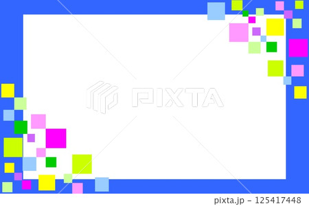 フレーム　幾何学模様　四角形　ホワイトスペース　ブルー 125417448