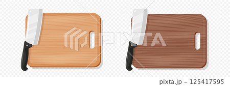 Wooden Cutting Board with Meat Cleaver, Vector Illustration. Kitchen Chopping Board for Food Preparation. Butcher Knife for Meat Cutting. Kitchenware for Cooking, Culinary Tool for Restaurants Wooden Cutting Board with Meat Cleaver, Vector Illustration. Kitchen Chopping Board for Food Preparation. Butcher Knife for Meat Cutting. Kitchenware for Cooking, Culinary Tool for Restaurants 125417595