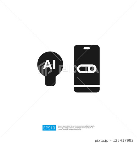 The image features a simple icon of a smartphone with a toggle switch and a circular symbol labeled AI indicating a focus on artificial intelligence technology. 125417992