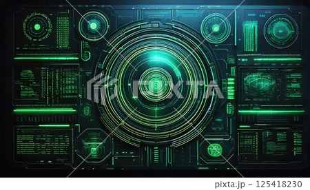 ネオングリーンのサイバー背景（ai生成画像） 125418230