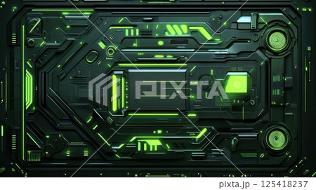 ネオングリーンのサイバー背景（ai生成画像） 125418237