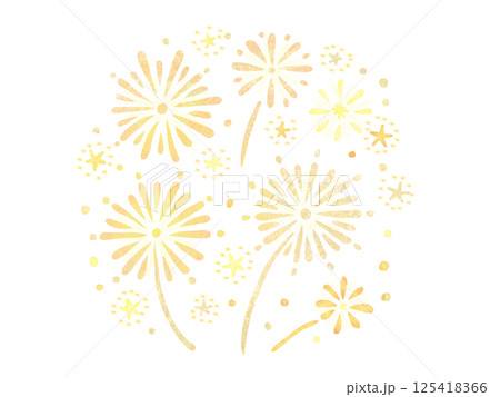金色に輝く花火の背景イラスト 125418366