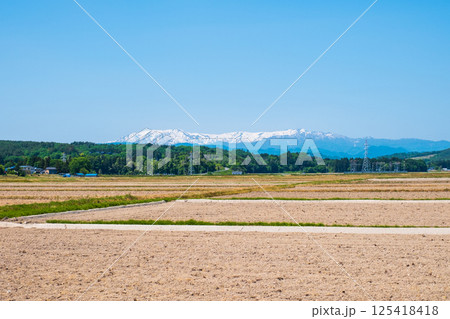 会津盆地から望む飯豊山地(春) 会津盆地から望む飯豊山地(春) 125418418