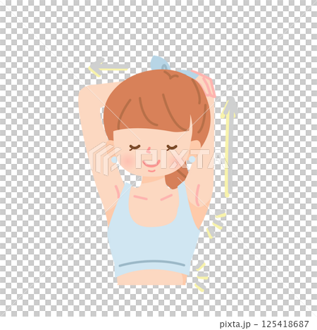 上半身をストレッチする女性 125418687