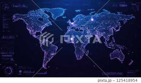 未来地図と光のノード構成（ai生成画像） 125418954