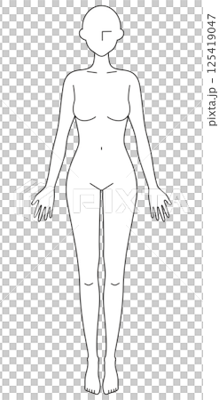 Simple line drawing illustration of a woman facing forward 125419047