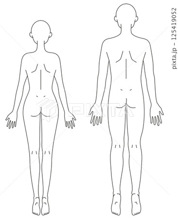 後ろ姿の男女のシンプルな線画イラスト 後ろ姿の男女のシンプルな線画イラスト 125419052