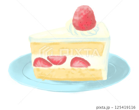 いちごの乗ったショートケーキ　カフェメニューシリーズ 125419116