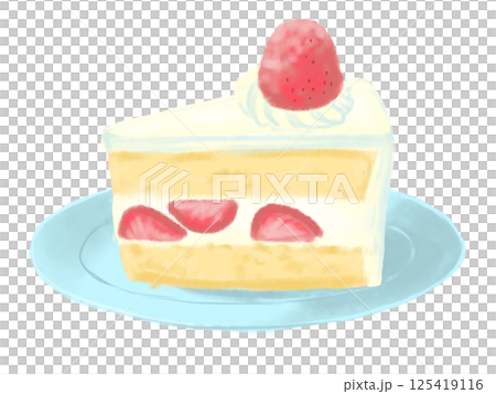 いちごの乗ったショートケーキ　カフェメニューシリーズ 125419116