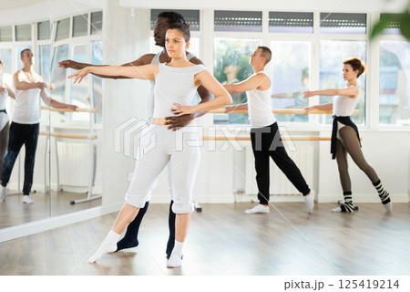 Man and woman dancing couples ballet dance together Man and woman dancing couples ballet dance together 125419214