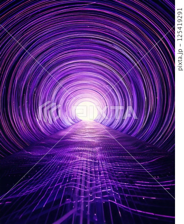 パープルに輝くデータトンネル（ai生成画像） 125419291