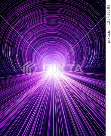 パープルに輝くデータトンネル（ai生成画像） 125419293