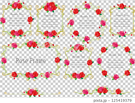 Vintage calligraphy style frame material 107 <Rose frame, decorative border, decorative frame, flower> Vintage calligraphy style frame material 107 <Rose frame, decorative border, decorative frame, flower> 125419379