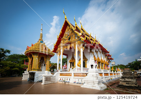 Nonthaburi, Thailand, March 15, 2025, Exploration of Wat Chomphuwek Temple during a sunny day Nonthaburi, Thailand, March 15, 2025, Exploration of Wat Chomphuwek Temple during a sunny day 125419724