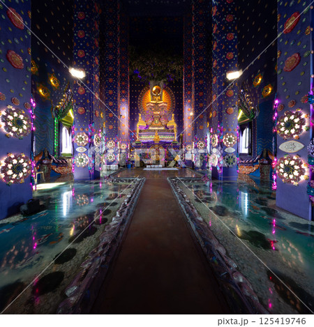 Phra Nakhon Si Ayutthaya, Thailand, December 27, 2024, Intricate interior of Wat Klang Khlong Watthana Ram showcasing vibrant decorations and peaceful ambiance 125419746