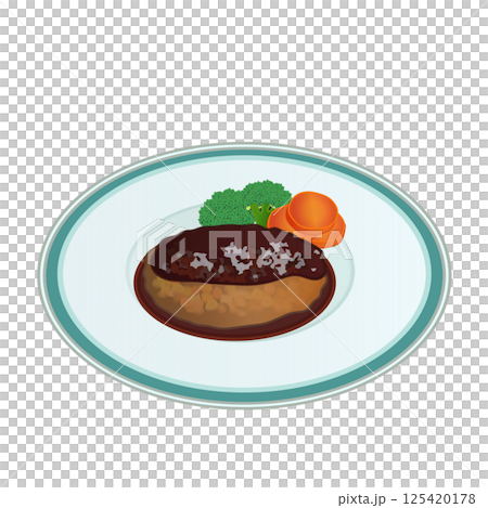 盤子上的漢堡插圖 盤子上的漢堡插圖 125420178