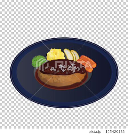 盤子上的漢堡插圖 盤子上的漢堡插圖 125420183