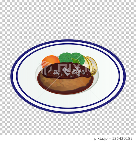 皿に乗ったハンバーグのイラスト 皿に乗ったハンバーグのイラスト 125420185