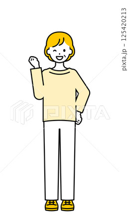 全身のポーズ_シンプルなシニアの女性05 125420213