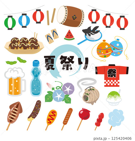 夏祭りのイラストセット 125420406