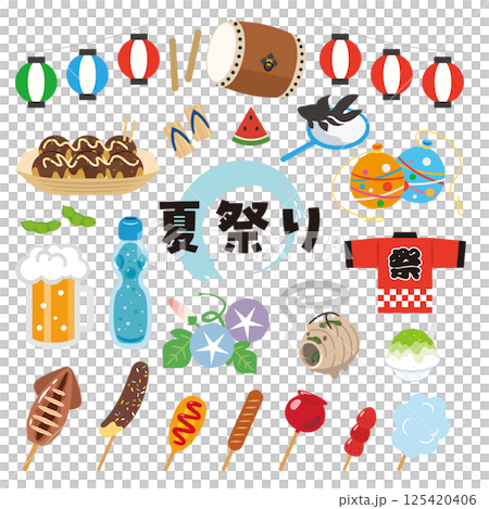 夏祭りのイラストセット 125420406